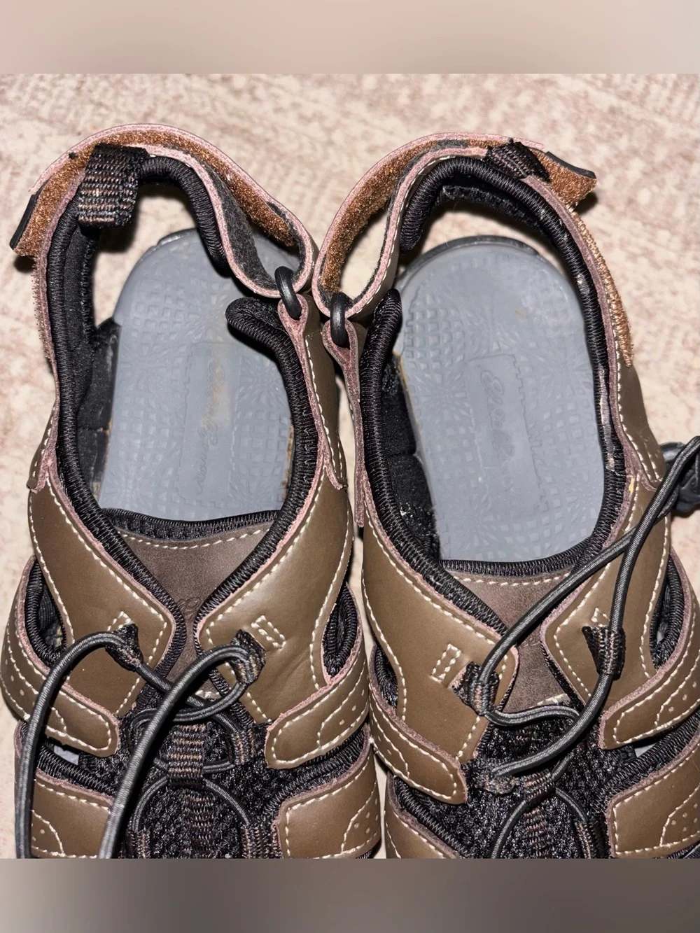 Eddie Bauer Men's Stewart Hiking Leather Sandals 82131 US Size 11M Brown Black